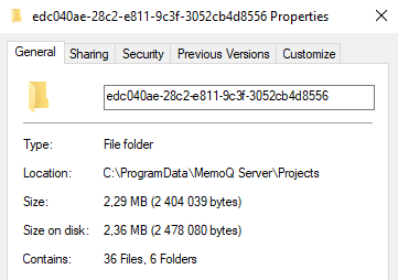 Documents Properties window showing General tab with document's folder, type, Location, size, size on disk, and how many files and folders it contains. The numbers show the state after pre-translation and bilingual export.